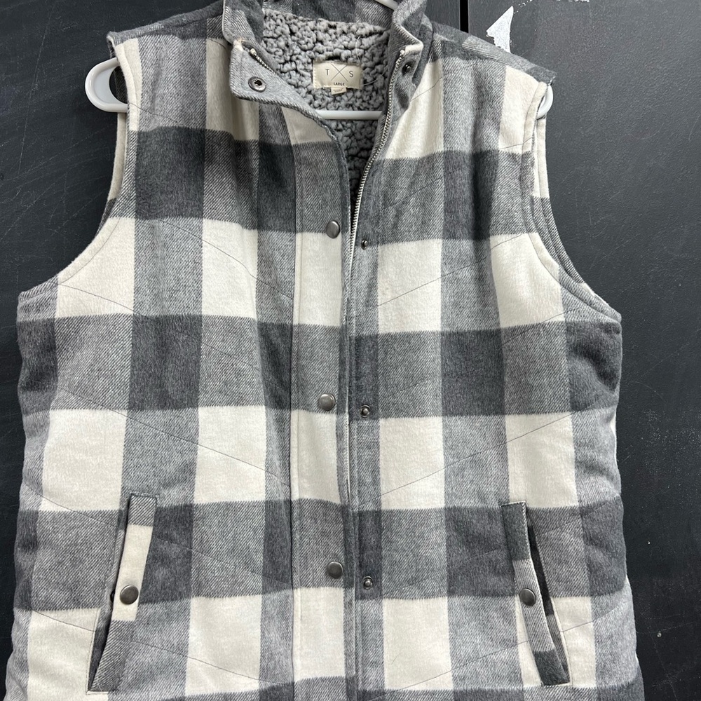Plaid Gray and White Vest